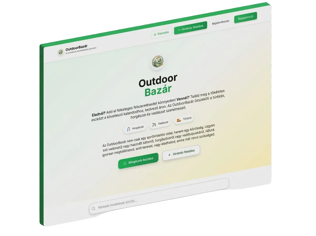 OutdoorBazar portál képernyőkép